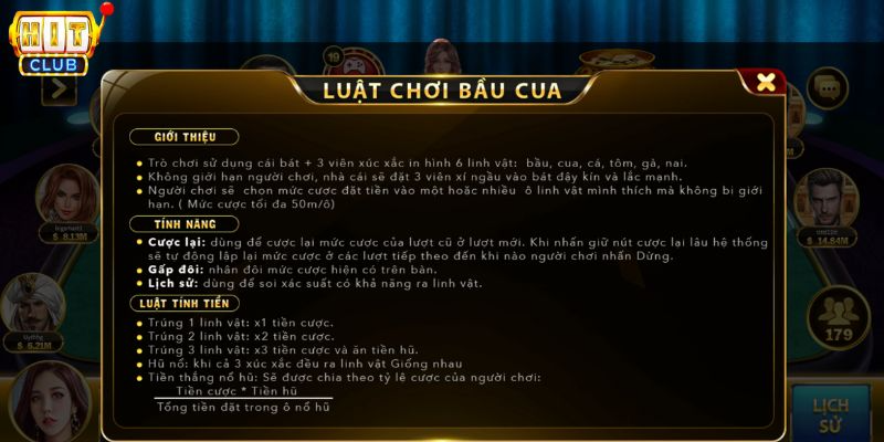 luật đánh bầu cua hitclub cần nắm rõ