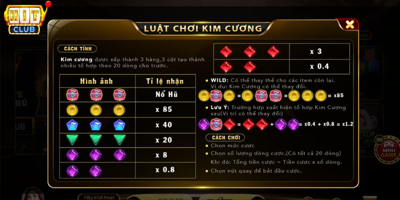 Luật chơi minigame kim cương hitclub